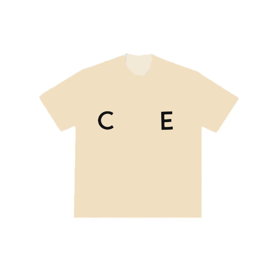 LT341--常规宽松字母印染潮流T恤运动经典米白色圆领