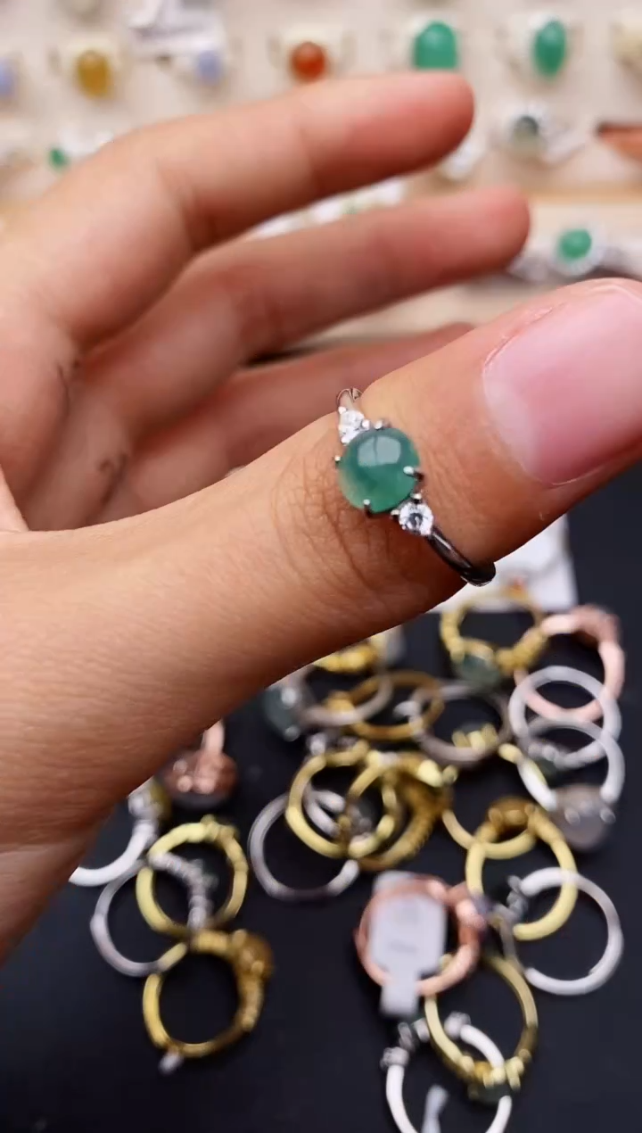 【闪购商品】翡翠戒指银S925镶嵌缅甸翡翠