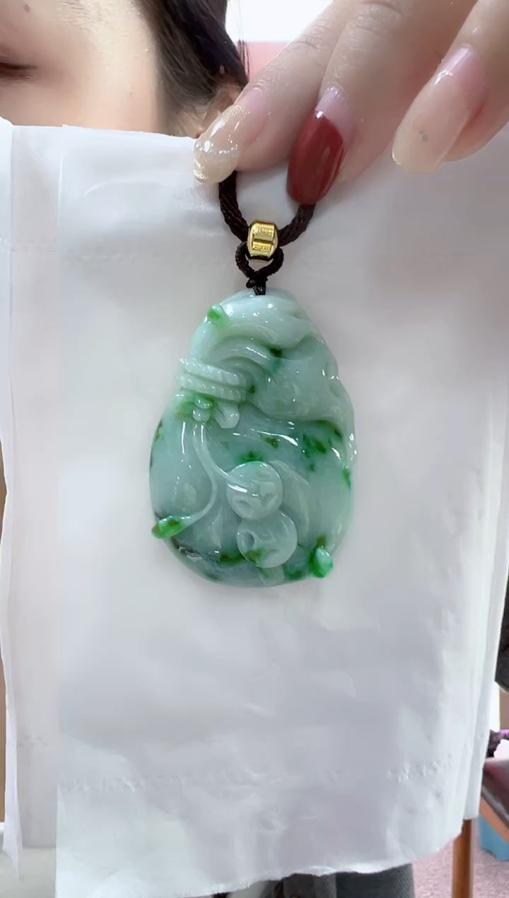 【闪购商品】翡翠颈饰未镶嵌孤品钱袋宽