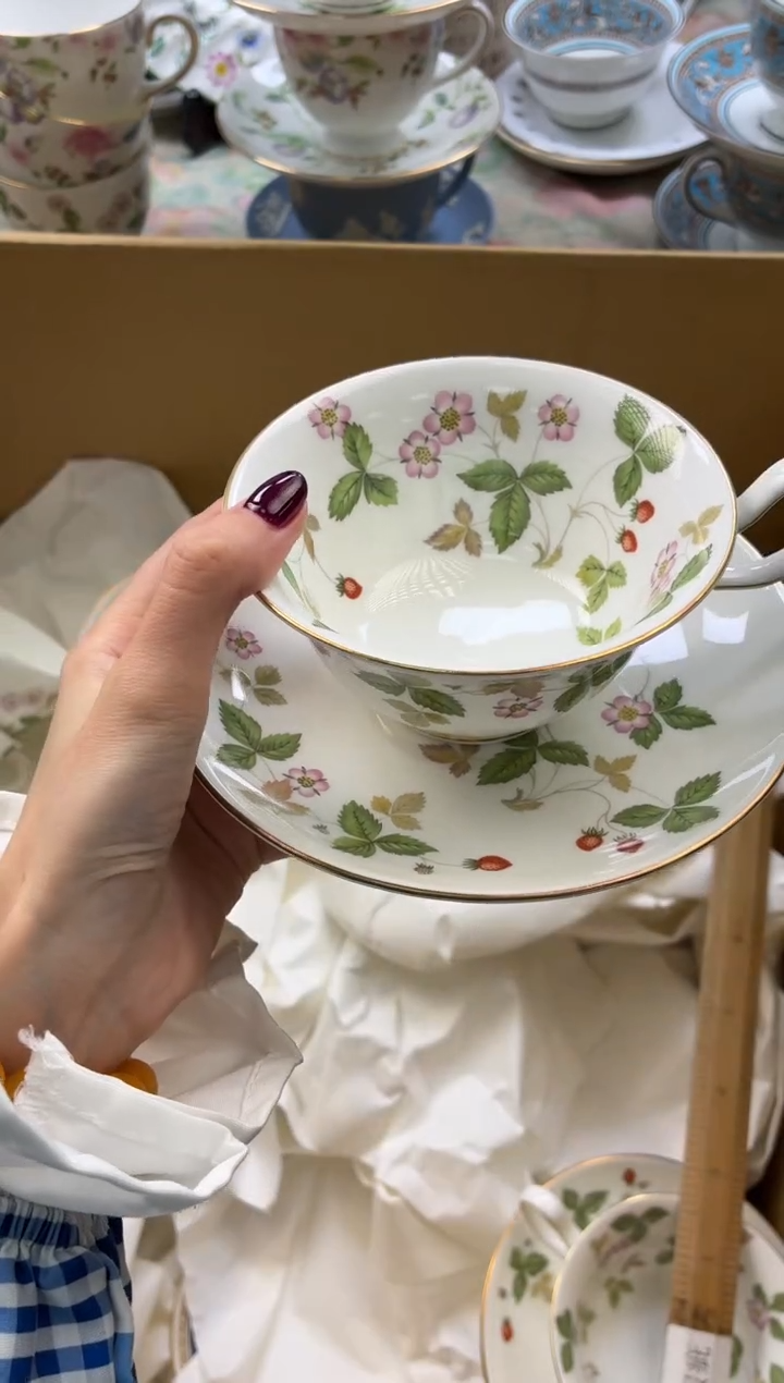 瓷片 草莓咖啡杯