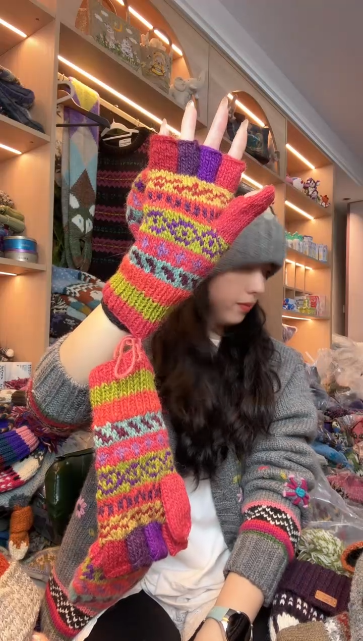 绵羊毛✨*?百羊毛五指手套878