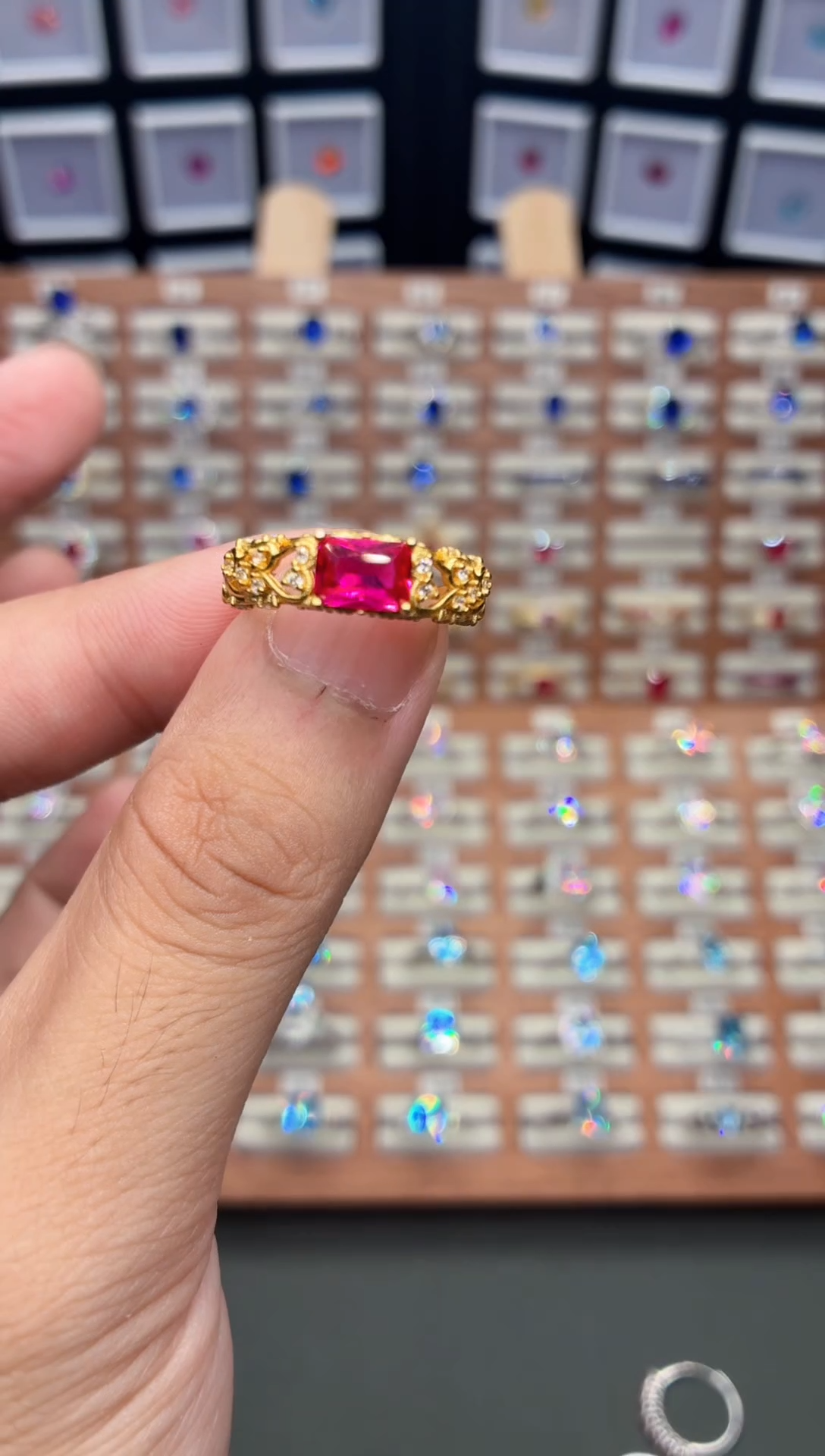 红宝石戒指银S925镶嵌111