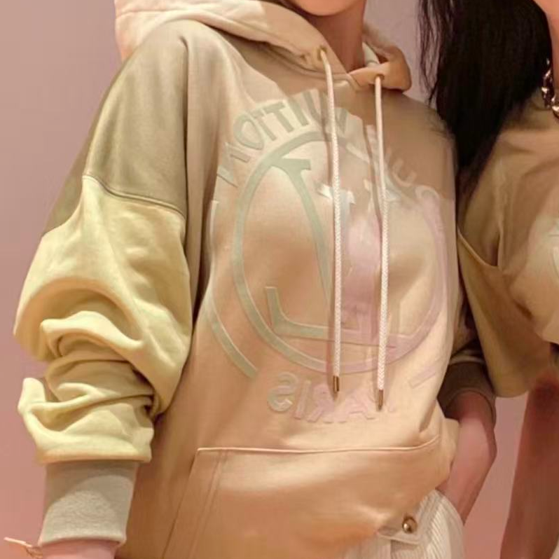 未使用 LouisVuitton/路易威登 Logo印花拼色针织连帽卫衣