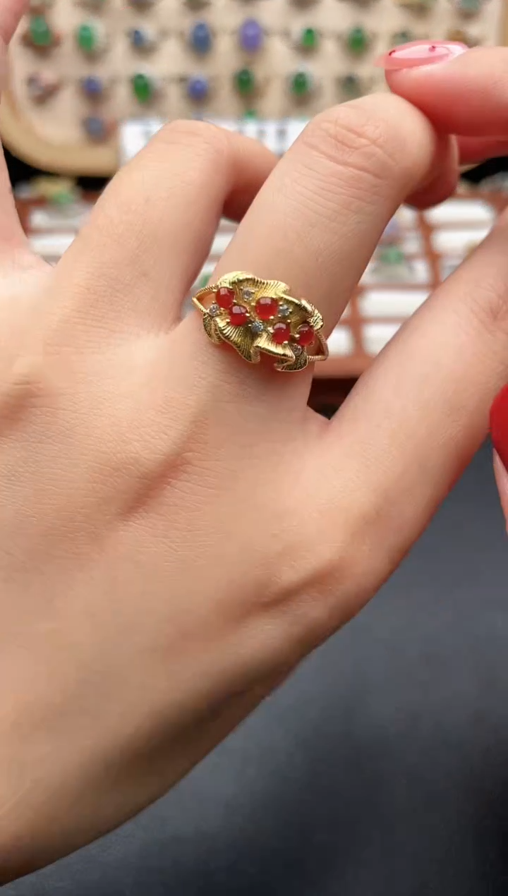 银S925镶嵌戒指翡翠一物一证一礼盒