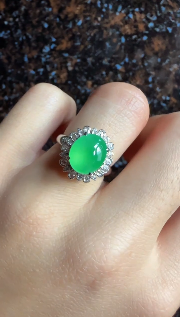 【闪购商品】翡翠戒指18K金镶嵌戒指