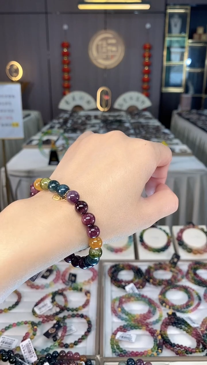 未镶嵌老矿碧玺彩虹单圈手串8mm+碧玺多样性发一条hon