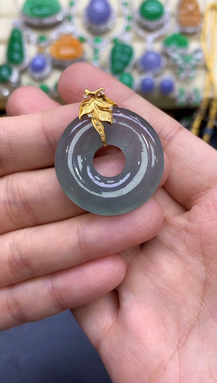 颈饰18K金镶嵌翡翠191-中国好珍宝