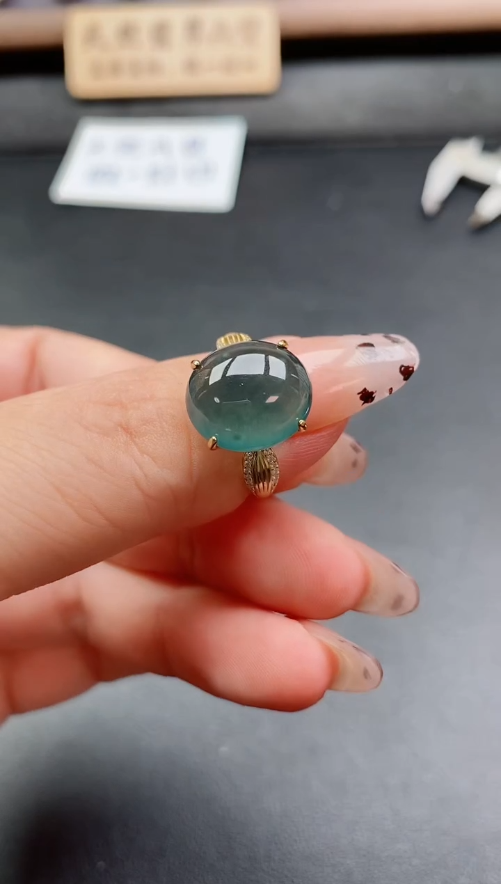 银S925镶嵌戒指翡翠1