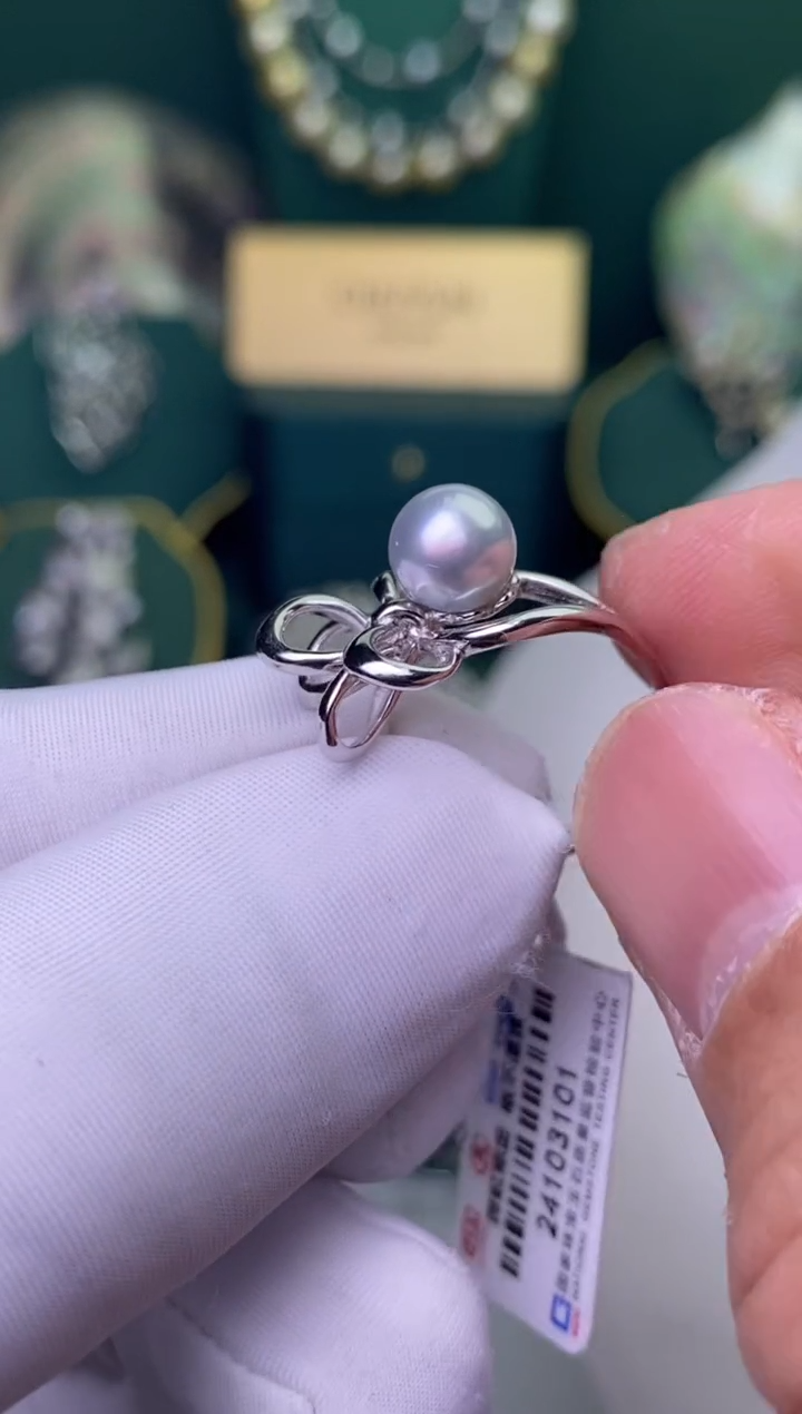 【闪购商品】海水珍珠戒指银S925镶嵌7-8