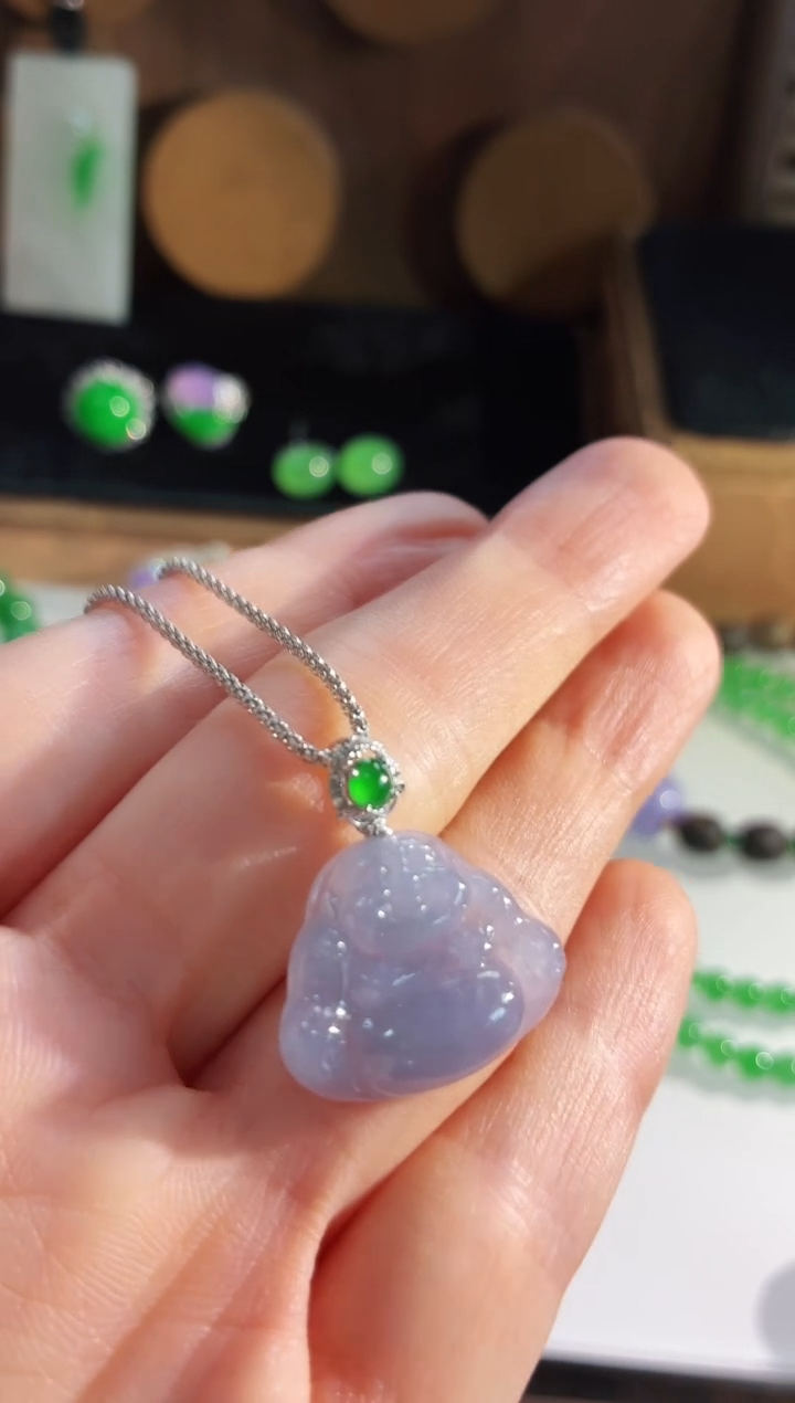 吊坠(不含链)18K金镶嵌翡翠吊坠