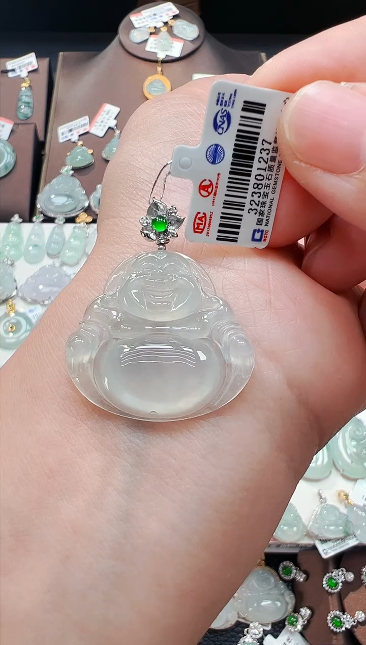 翡翠18K金镶嵌吊坠(不含链)佛公吊坠1237