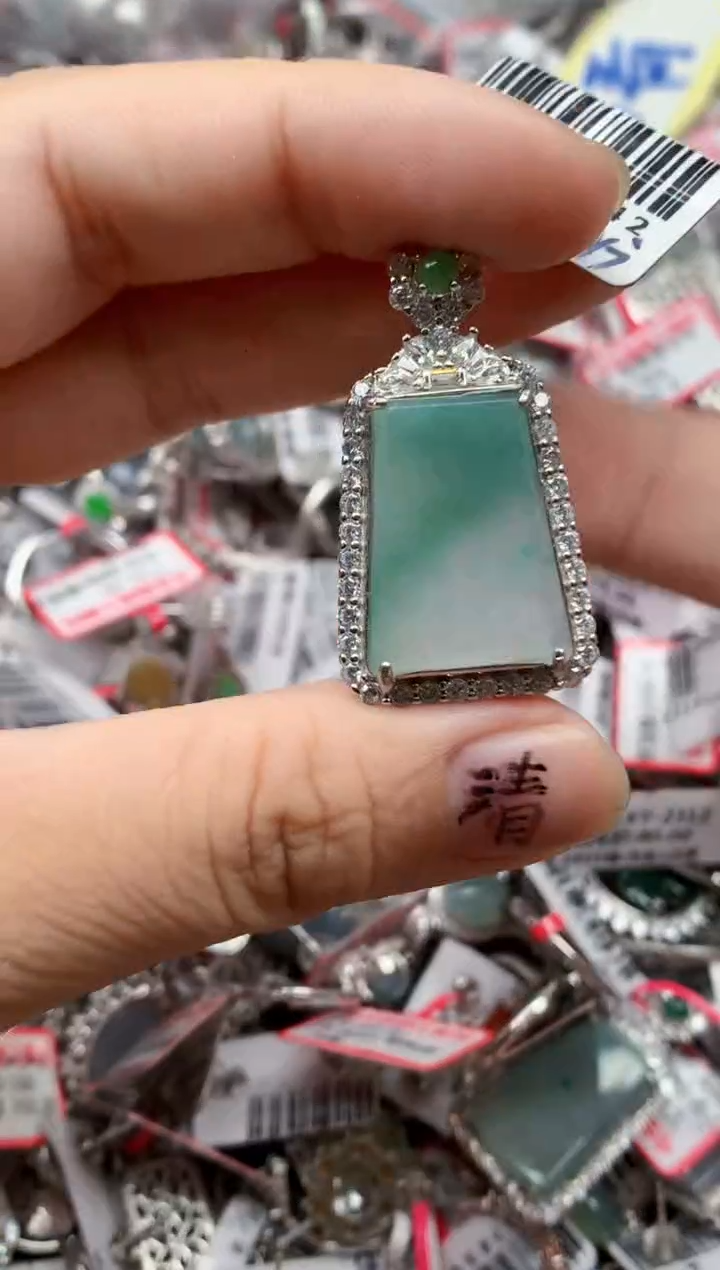 银S925镶嵌戒指翡翠天然A货缅甸翡翠