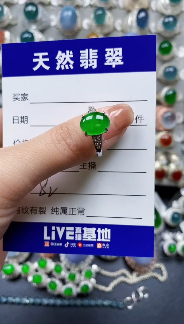 【闪购商品】翡翠戒指银S925镶嵌0082