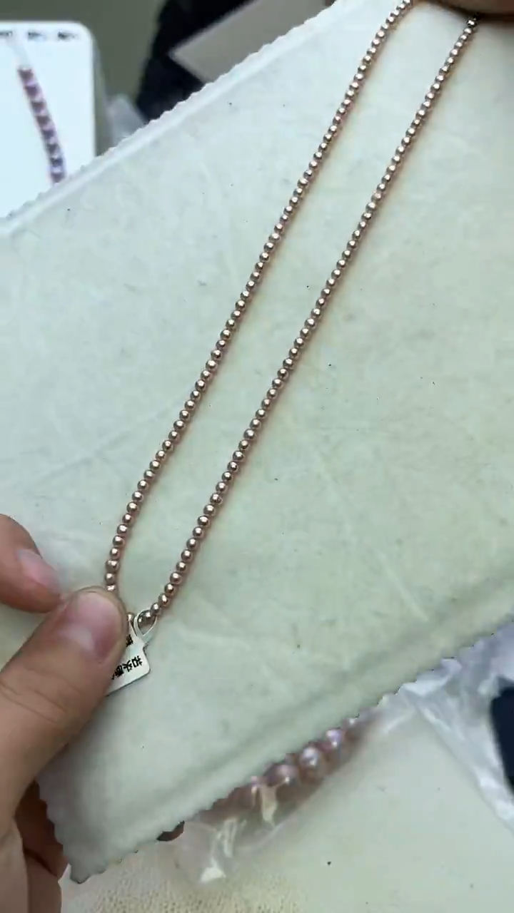 未镶嵌项链淡水珍珠紫色系小米项链