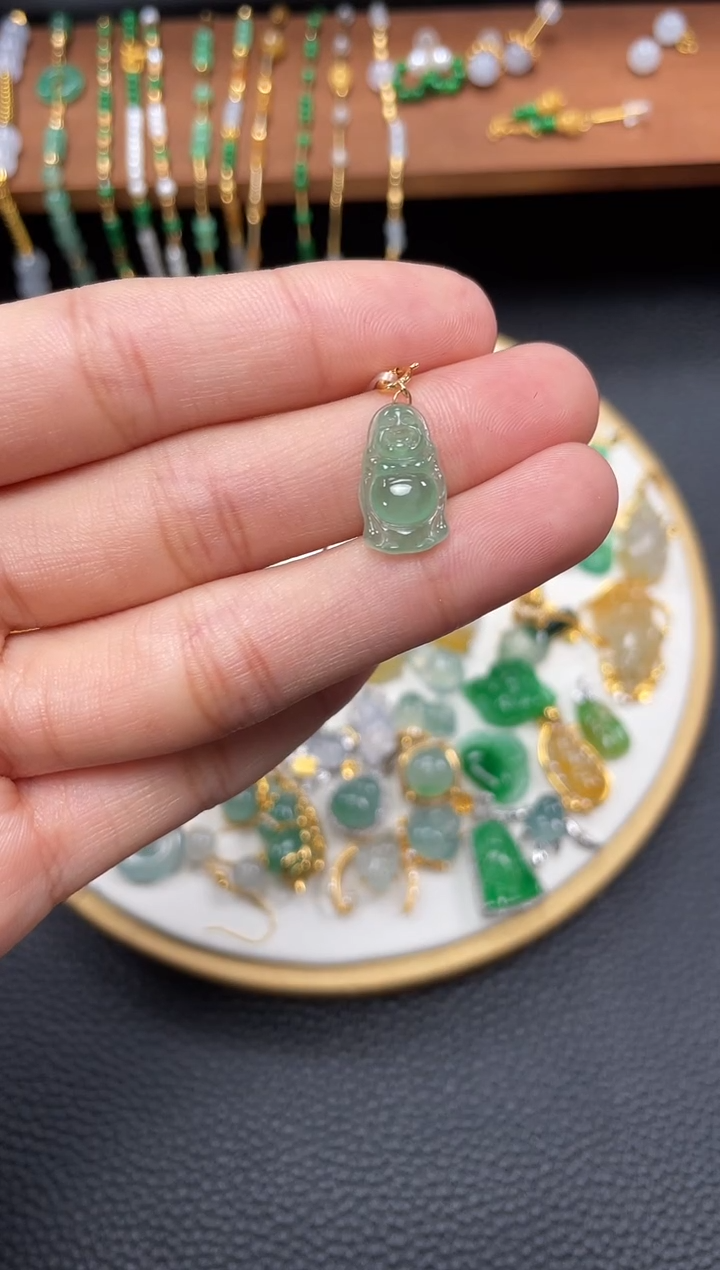 【闪购商品】翡翠吊坠(不含链)18K金镶嵌一个   JK241