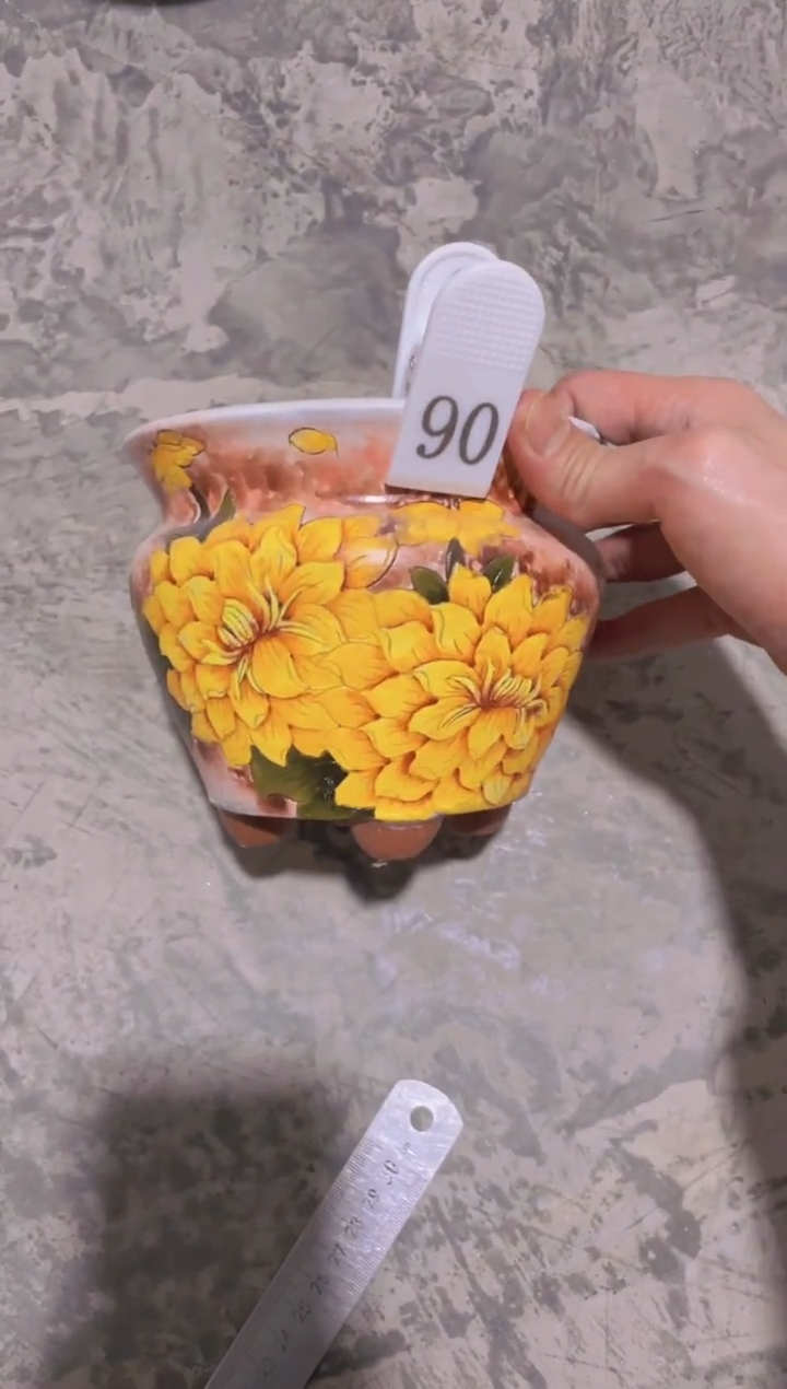 摆件90陶花岛花盆罐—手工痕迹默认，大小会有1-2公分误差