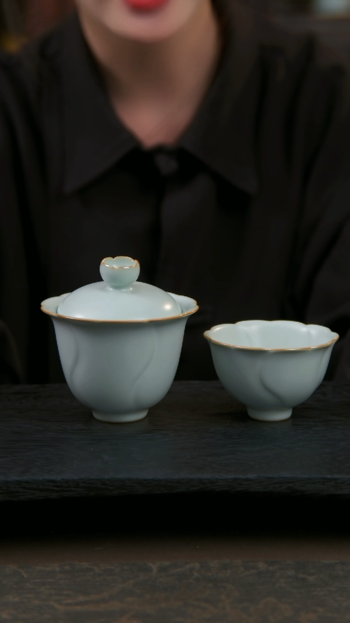 【闪购商品】杯花满堂盖碗赠送水云杯（默认开片）