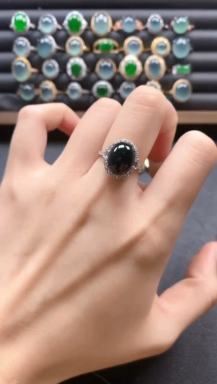 银S925镶嵌戒指翡翠51151