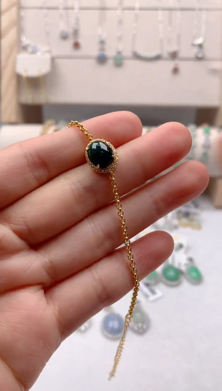 银S925镶嵌手链翡翠1号