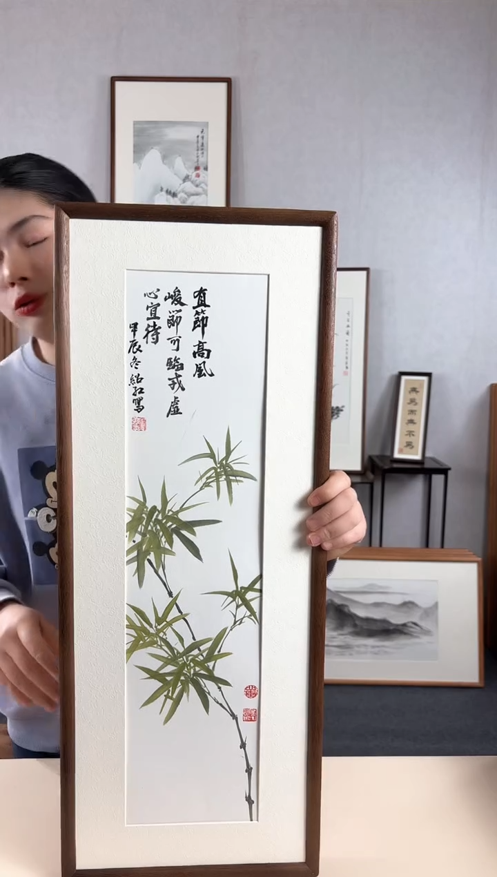 【闪购商品】国画手绘*竹子*28*72cm实木框