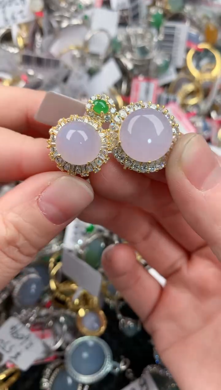 银S925镶嵌戒指翡翠444          5