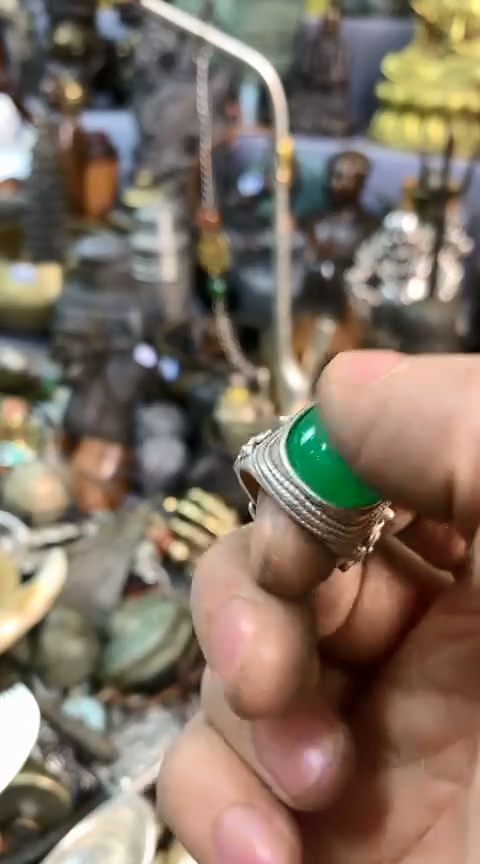 【闪购商品】一物一拍编号绿圆指链