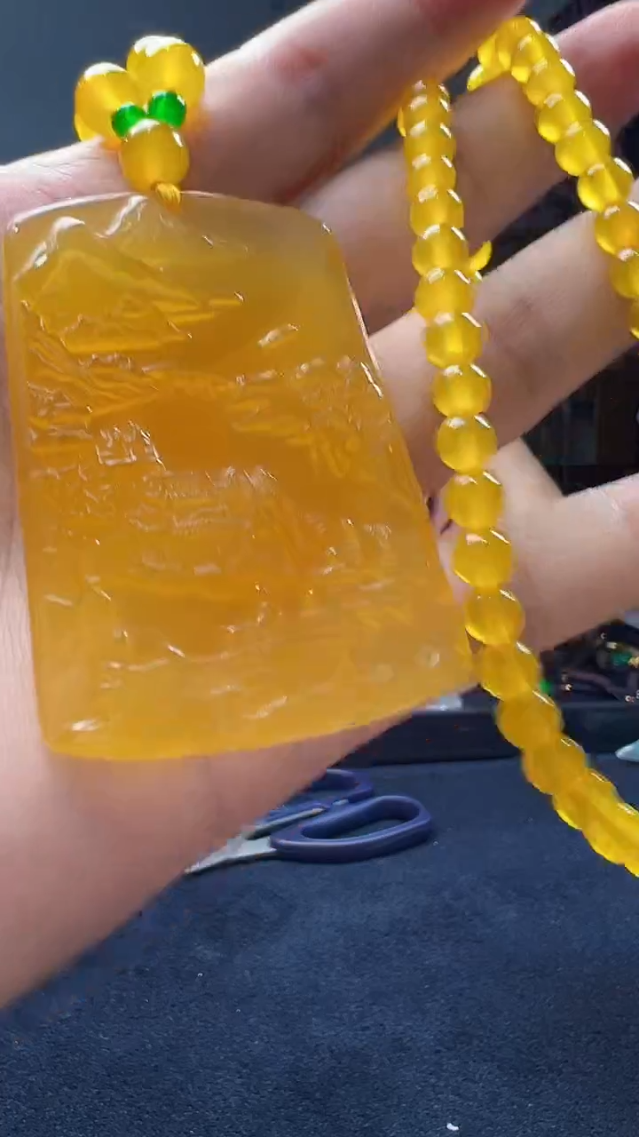 玛瑙/玉髓颈饰未镶嵌4005带珠链满黄山水牌多样性发一