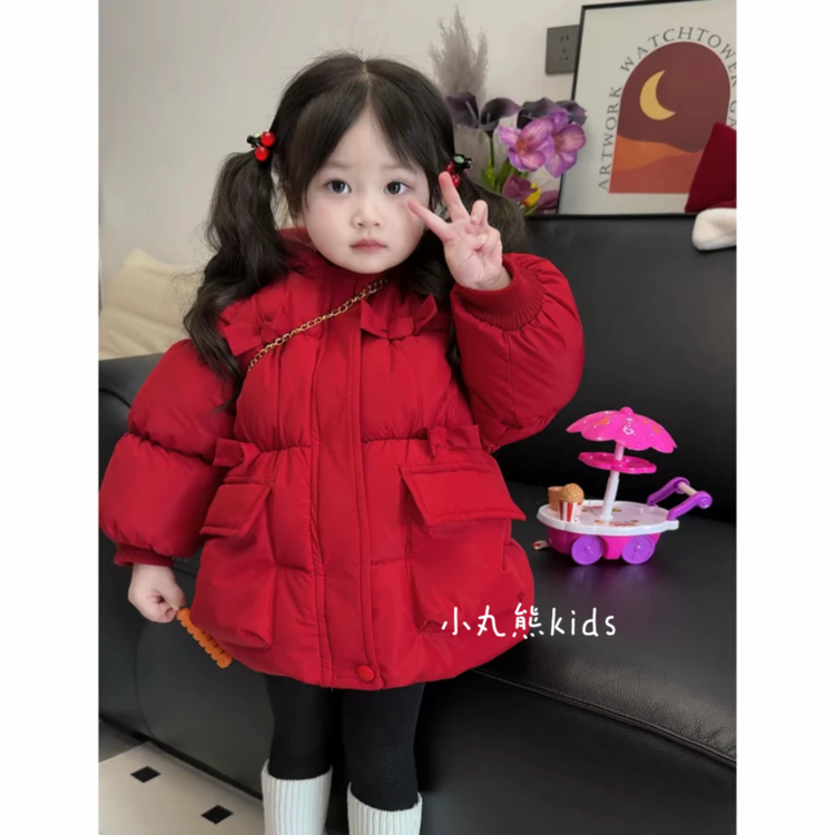 【现货当天发】安格拉！韩系女童棉服加绒加厚冬季外套拜年服过年