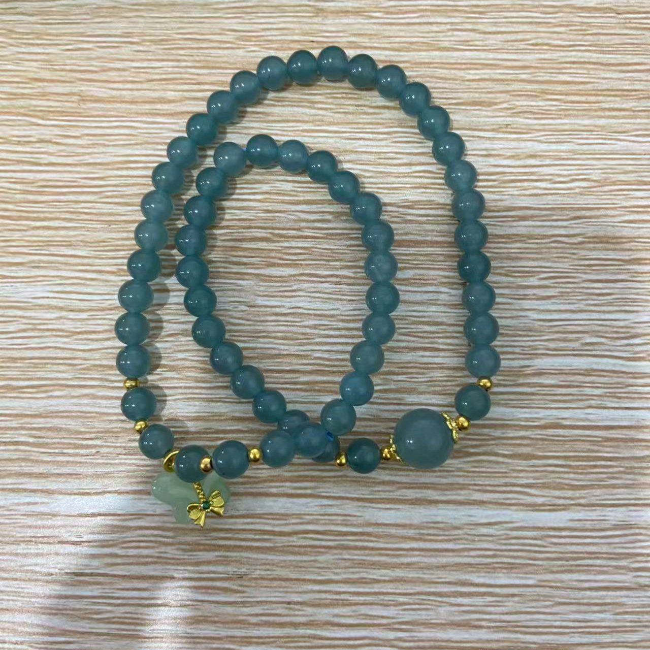 海盐蓝双圈琉璃精品手串