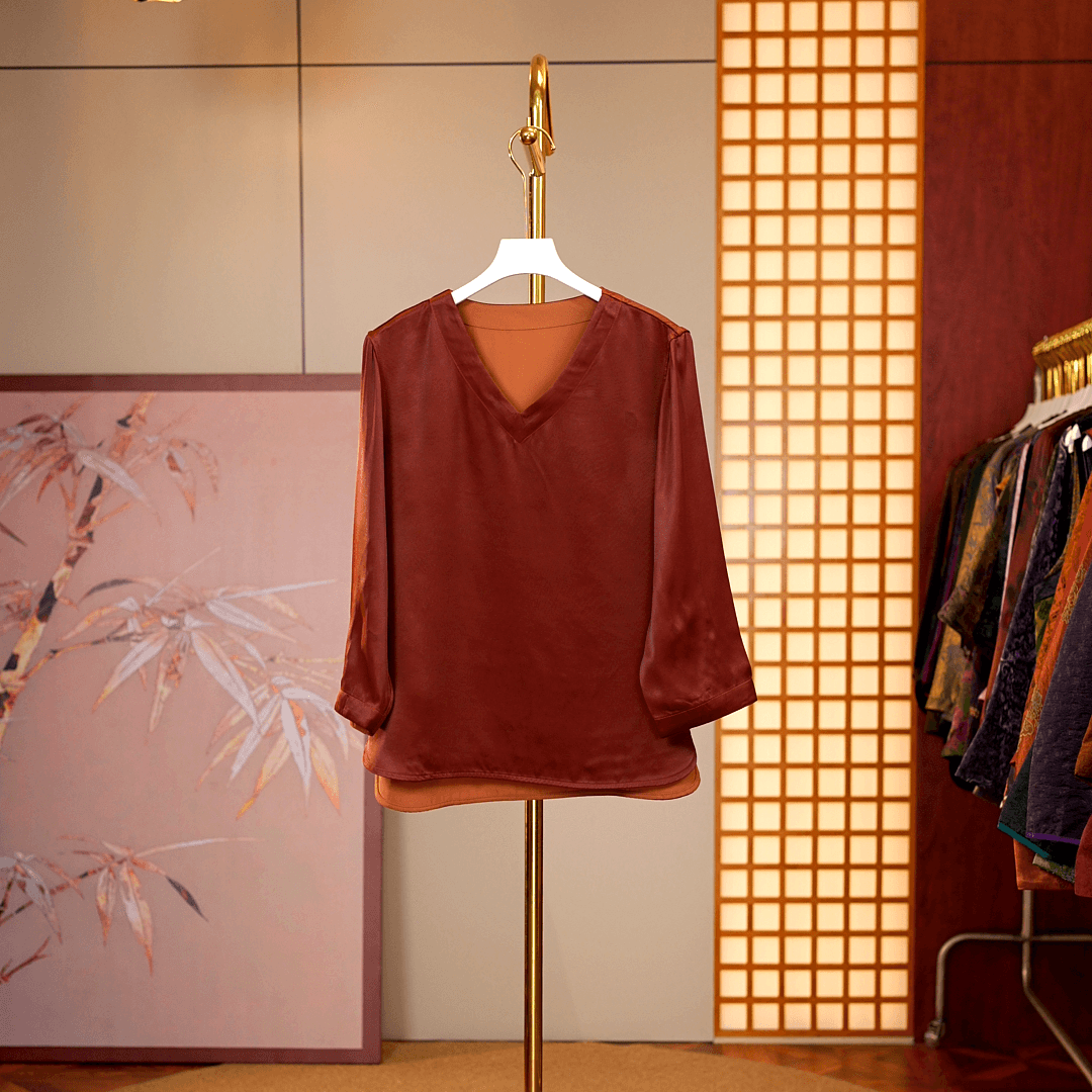 [水墨如花-衬衫] 新中式国风双面双穿女士衬衫