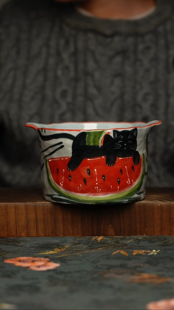 瓷片釉下彩手工手绘同款