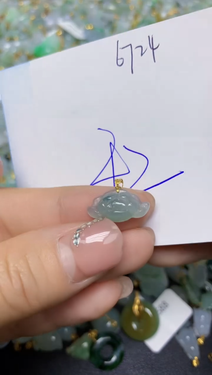 【闪购商品】翡翠挂件18K金镶嵌 天然翡翠A货