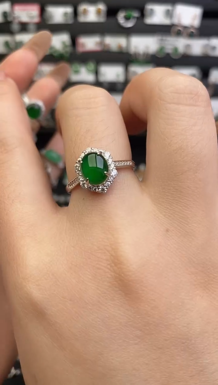 银S925镶嵌戒指翡翠0