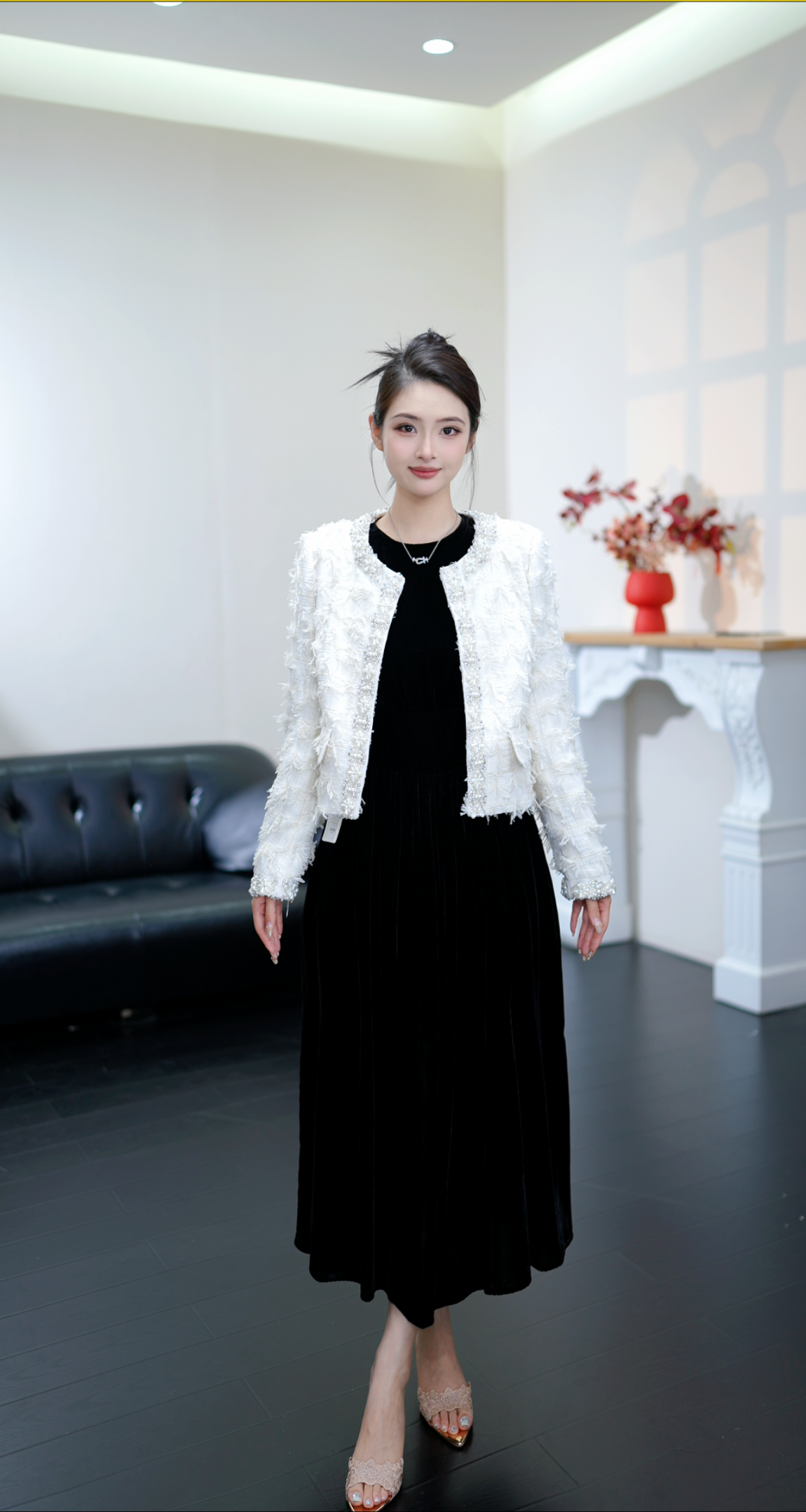 【暖冬雪闪】G1583短款圆领厚款重工羊毛短外套上衣小香风时尚百搭