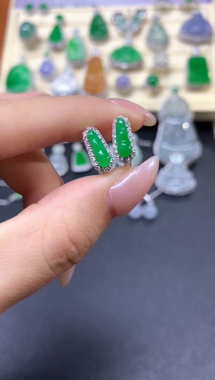 【闪购商品】翡翠耳饰18K金镶嵌耳饰|5300+530