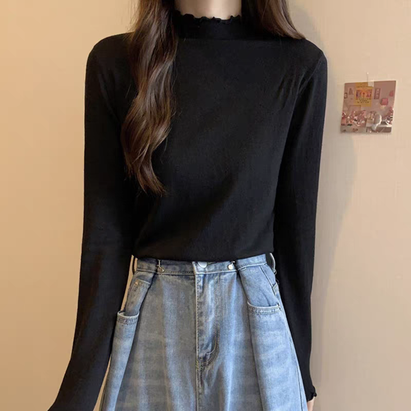 2025新款德绒半高领打底衫女秋冬内搭加绒加厚女士保暖上衣B108#