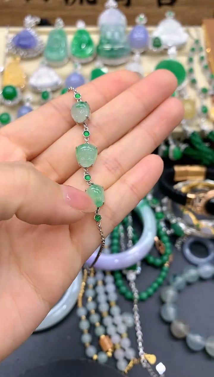 【闪购商品】翡翠手链18K金镶嵌388-中国好珍宝