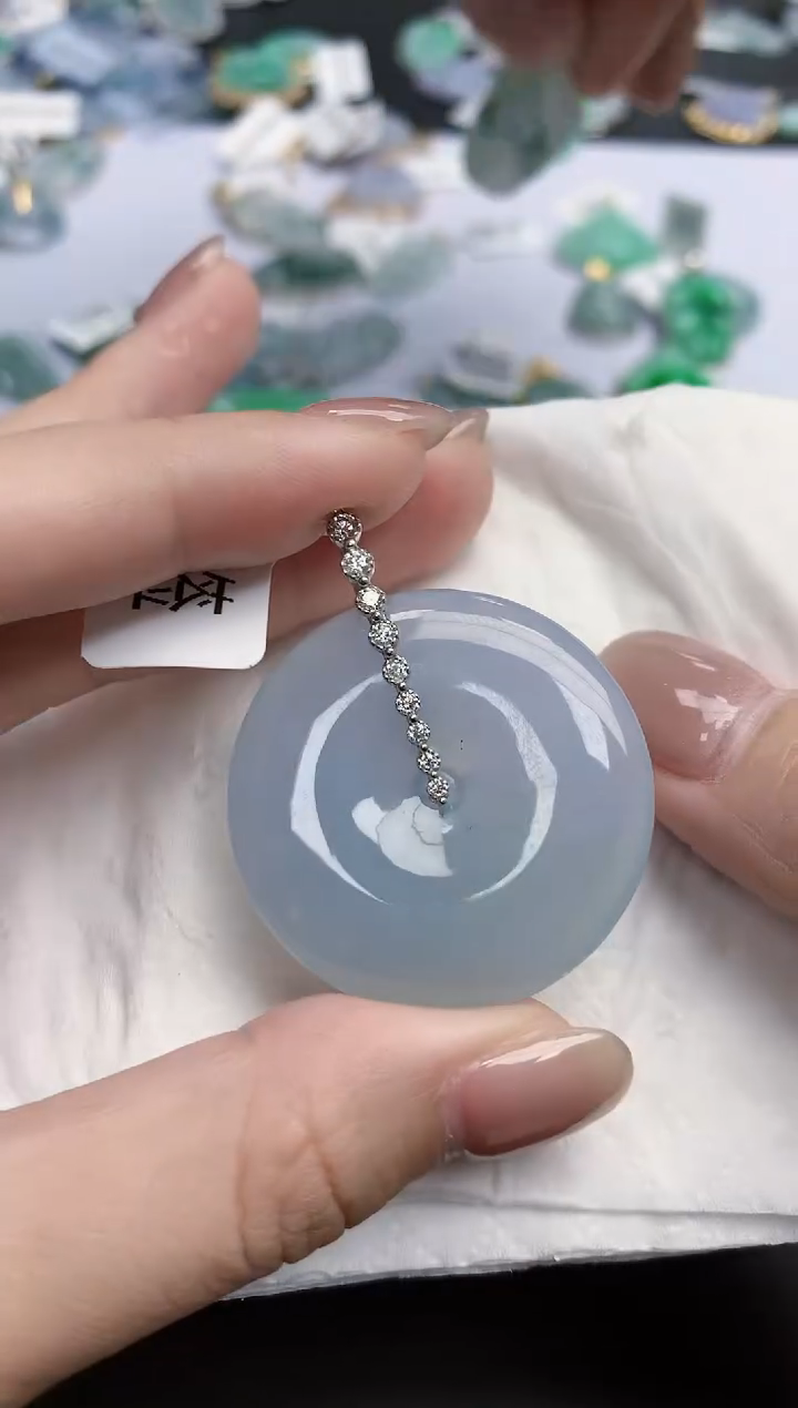 【闪购商品】翡翠颈饰18K金镶嵌天然缅甸翡翠A货