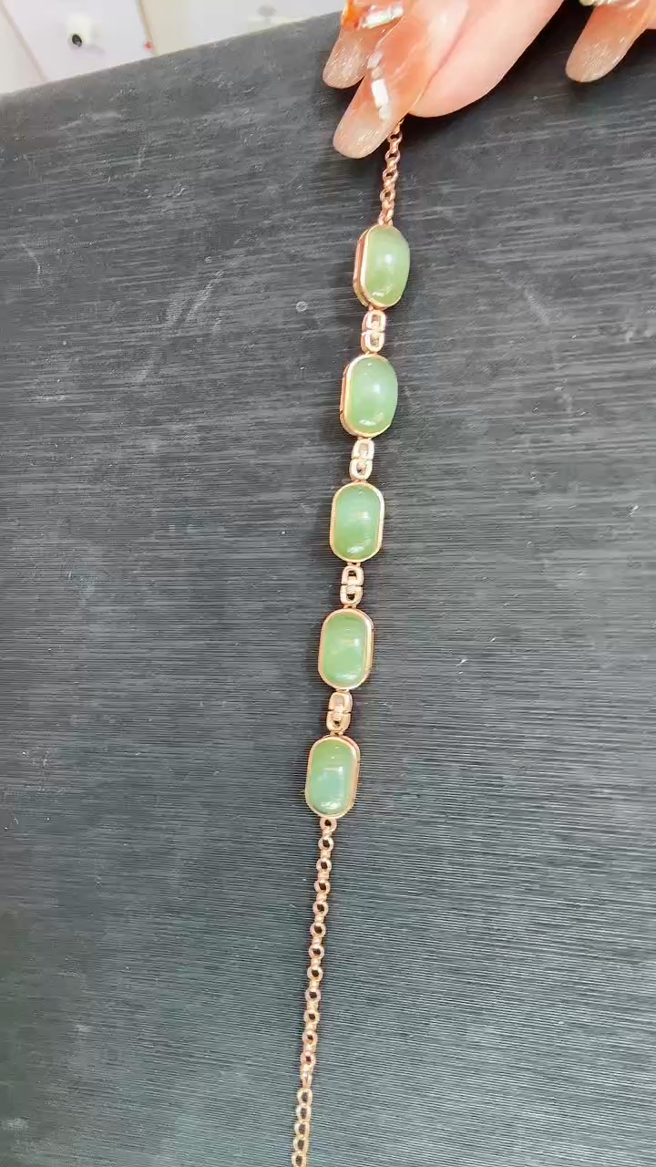 【闪购商品】和田玉手链18K金镶嵌手链