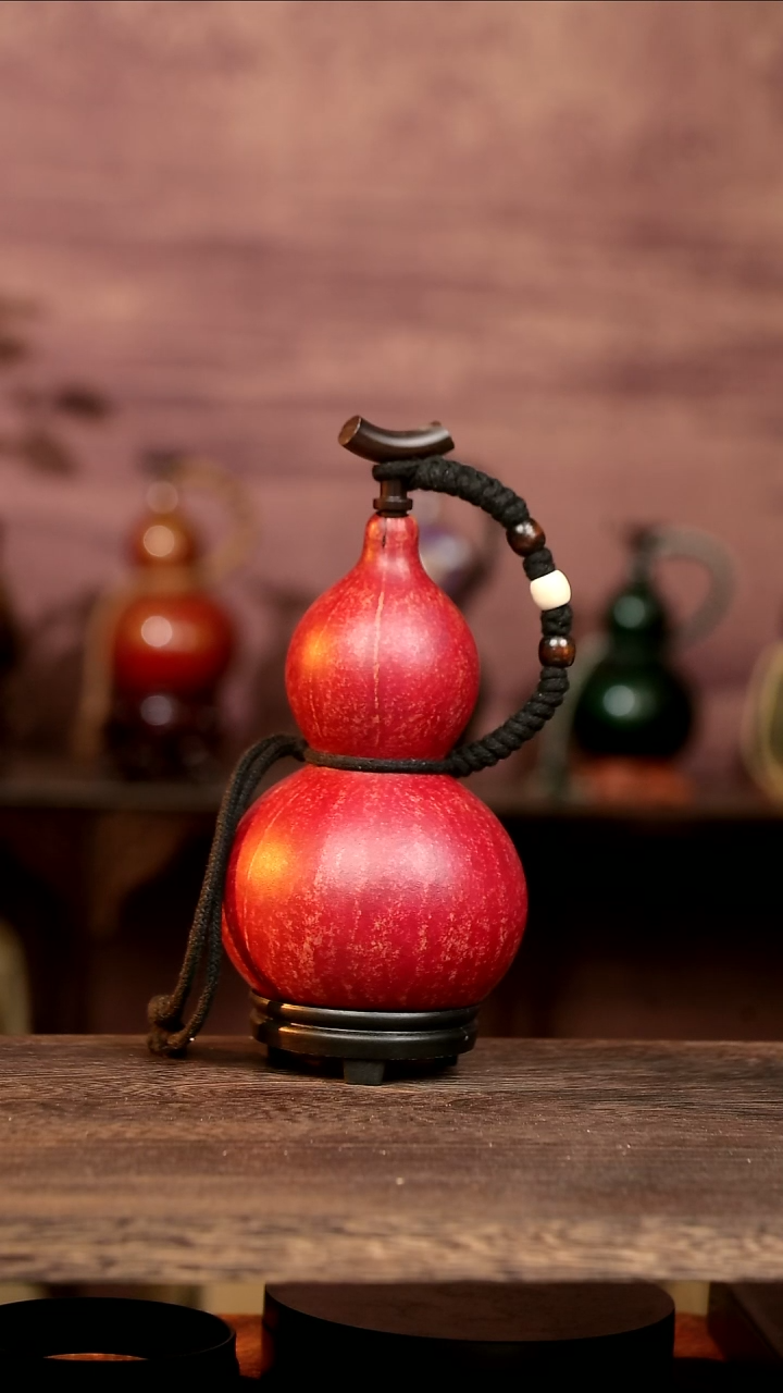 645【微瑕】号中药煮色  500ml左右 大漆葫芦水壶/酒壶 一物一拍