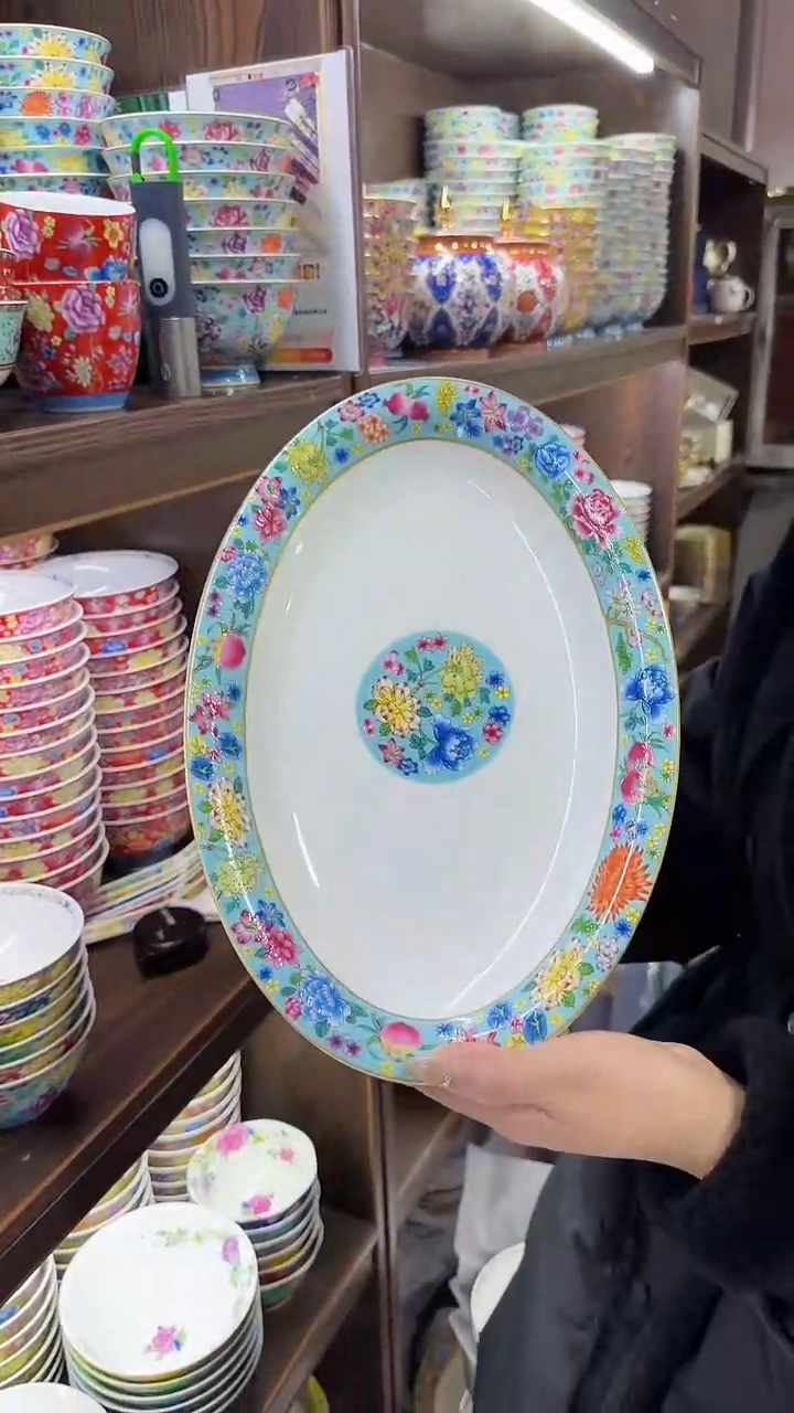 【闪购商品】瓷片 12英寸鱼盘1个景德镇陶瓷【秦坊】