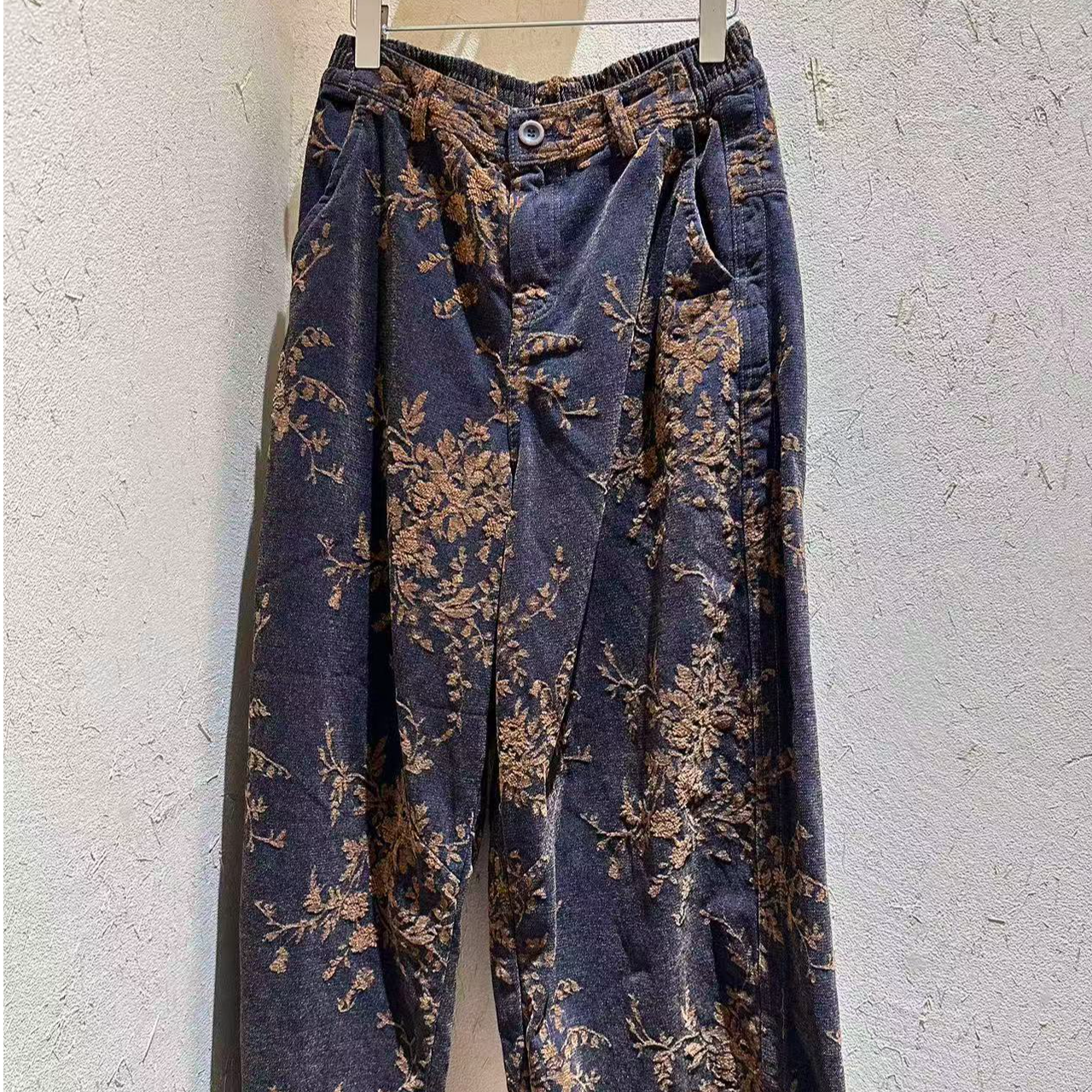 缺一色2025冬季新款加绒加厚色织提花双面休闲裤25919A百搭时尚