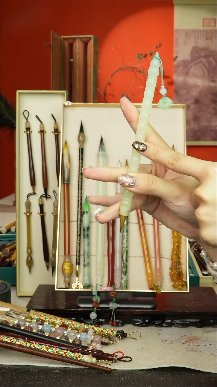 129号闪孤品高货毛笔链接 清水试笔 蘸墨不退