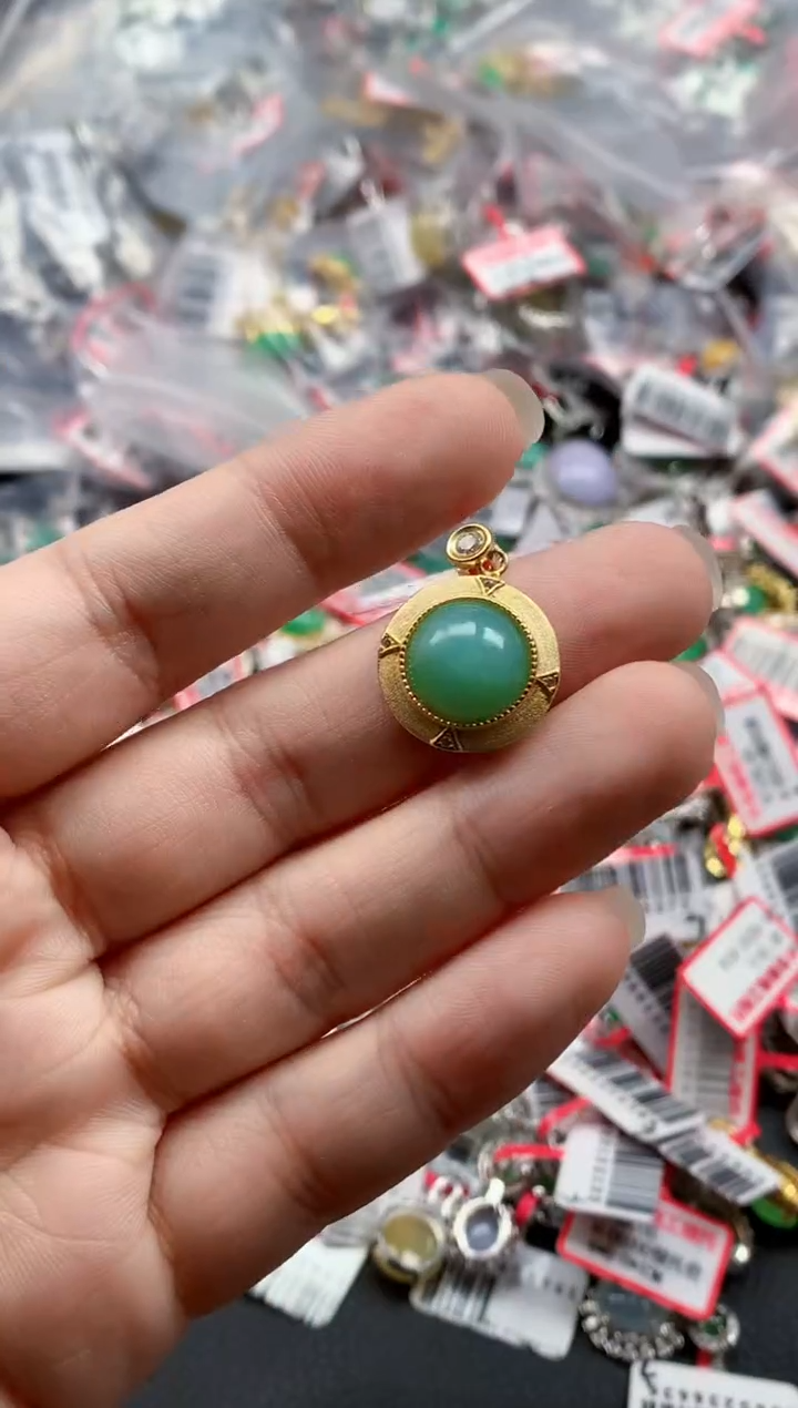 银S925镶嵌戒指翡翠天然A货缅甸翡翠
