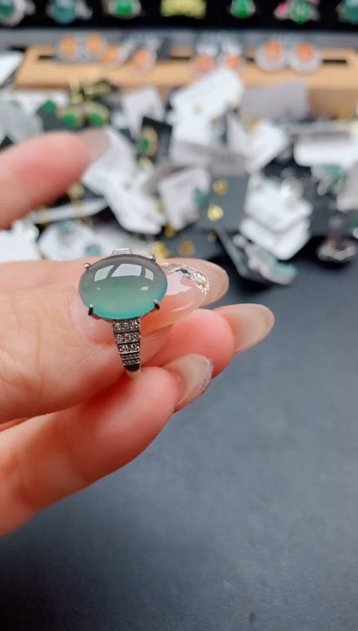 银S925镶嵌戒指翡翠1