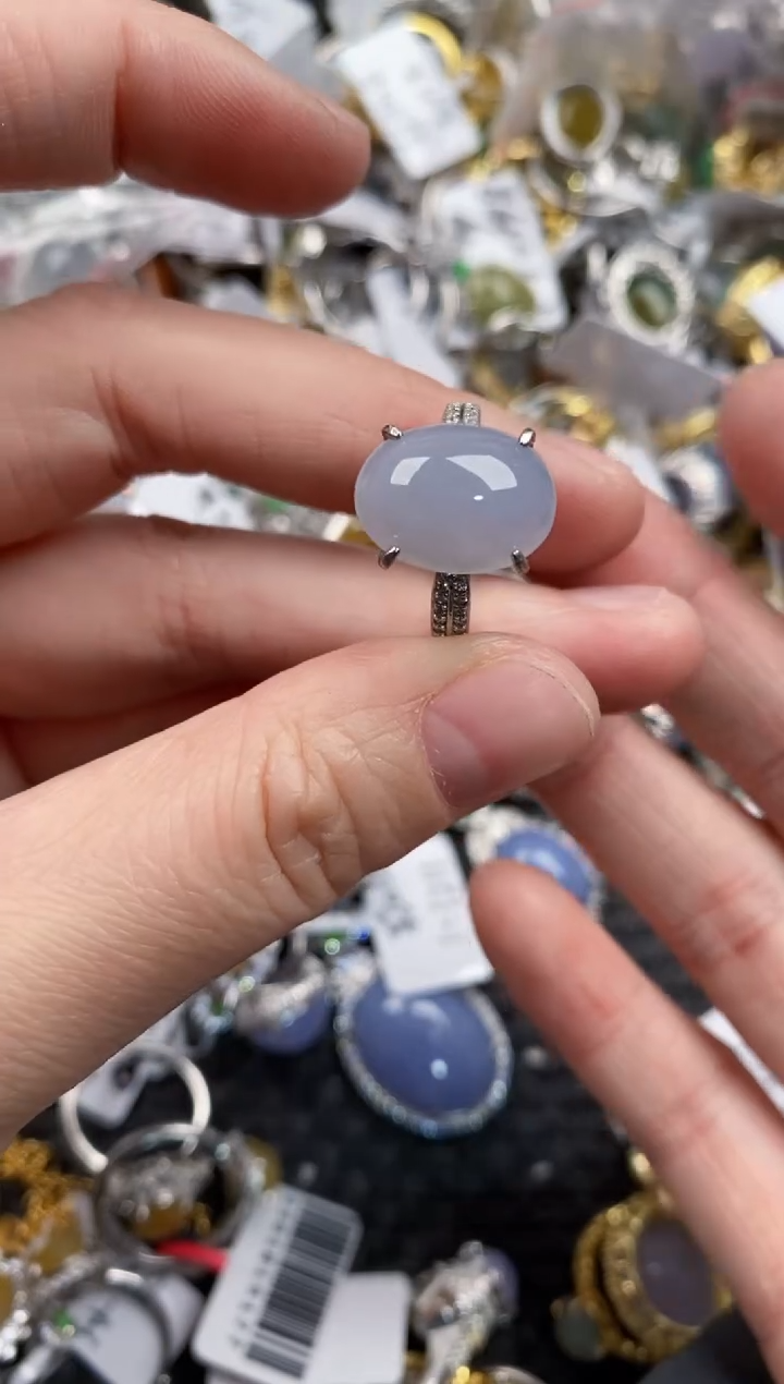 银S925镶嵌戒指翡翠444              4