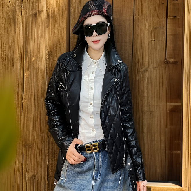 冬季加棉羊皮设计款皮衣