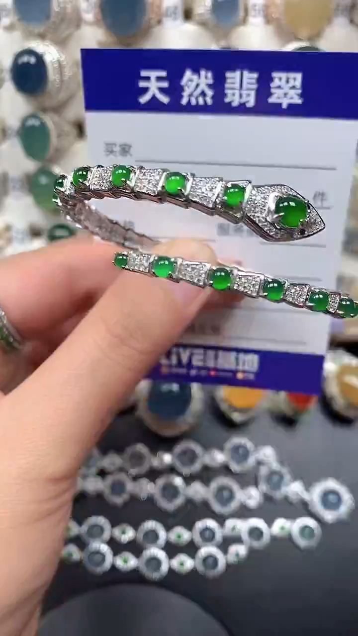银S925镶嵌手镯翡翠112