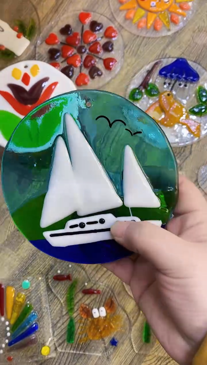 【闪购商品】琉璃手工艺品帆船片片