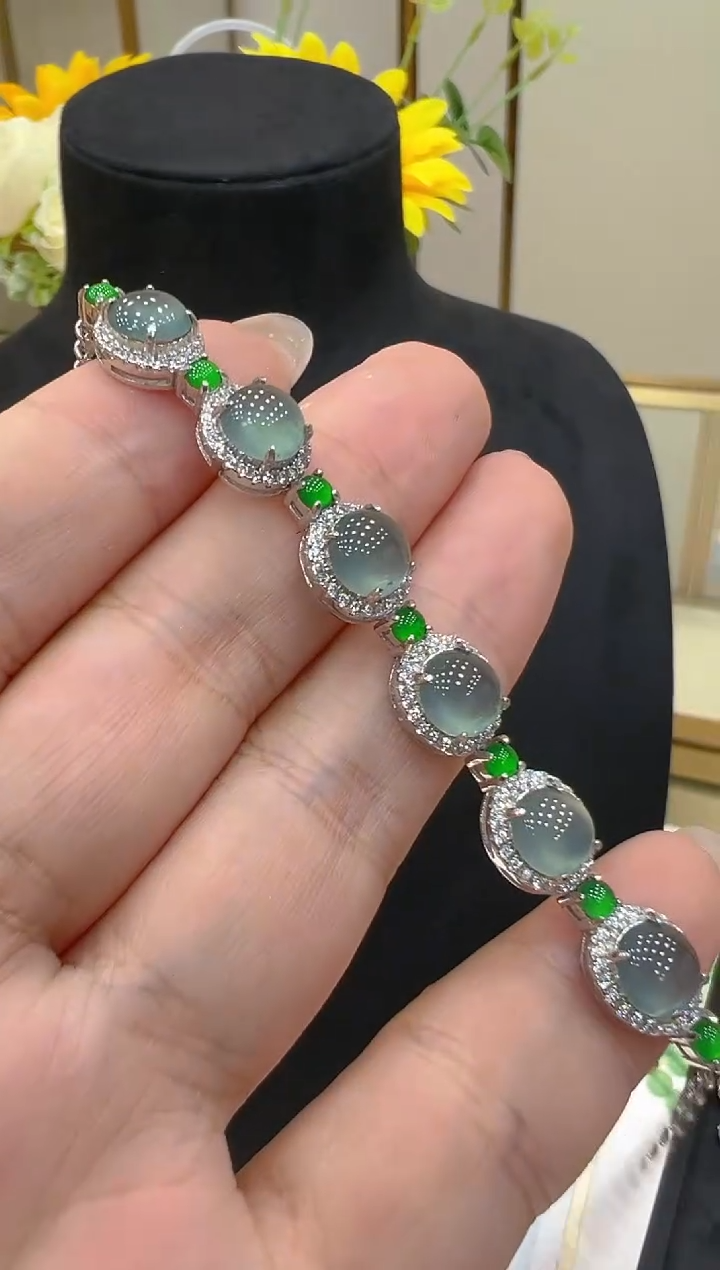 银S925镶嵌手链翡翠多样性团购发一件